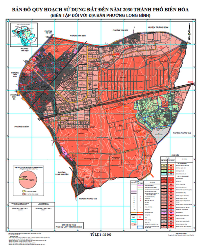 Bảng đồ quy hoạch sử dụng đất phường Long Bình, TP Biên Hòa