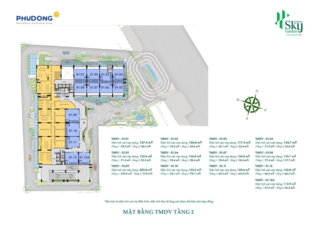 Mặt bằng tầng 2 căn hộ Phú Đông SkyGarden